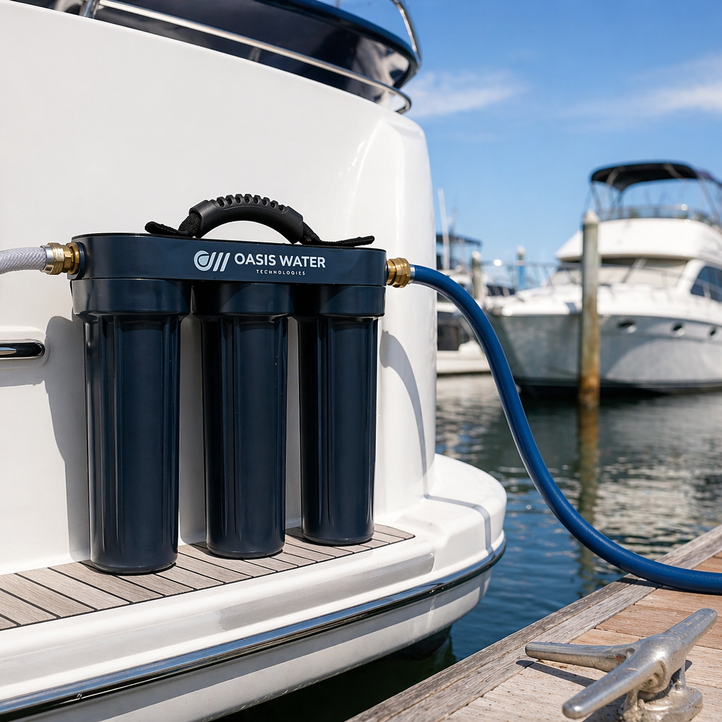 Stream System connected on a boat at a marina